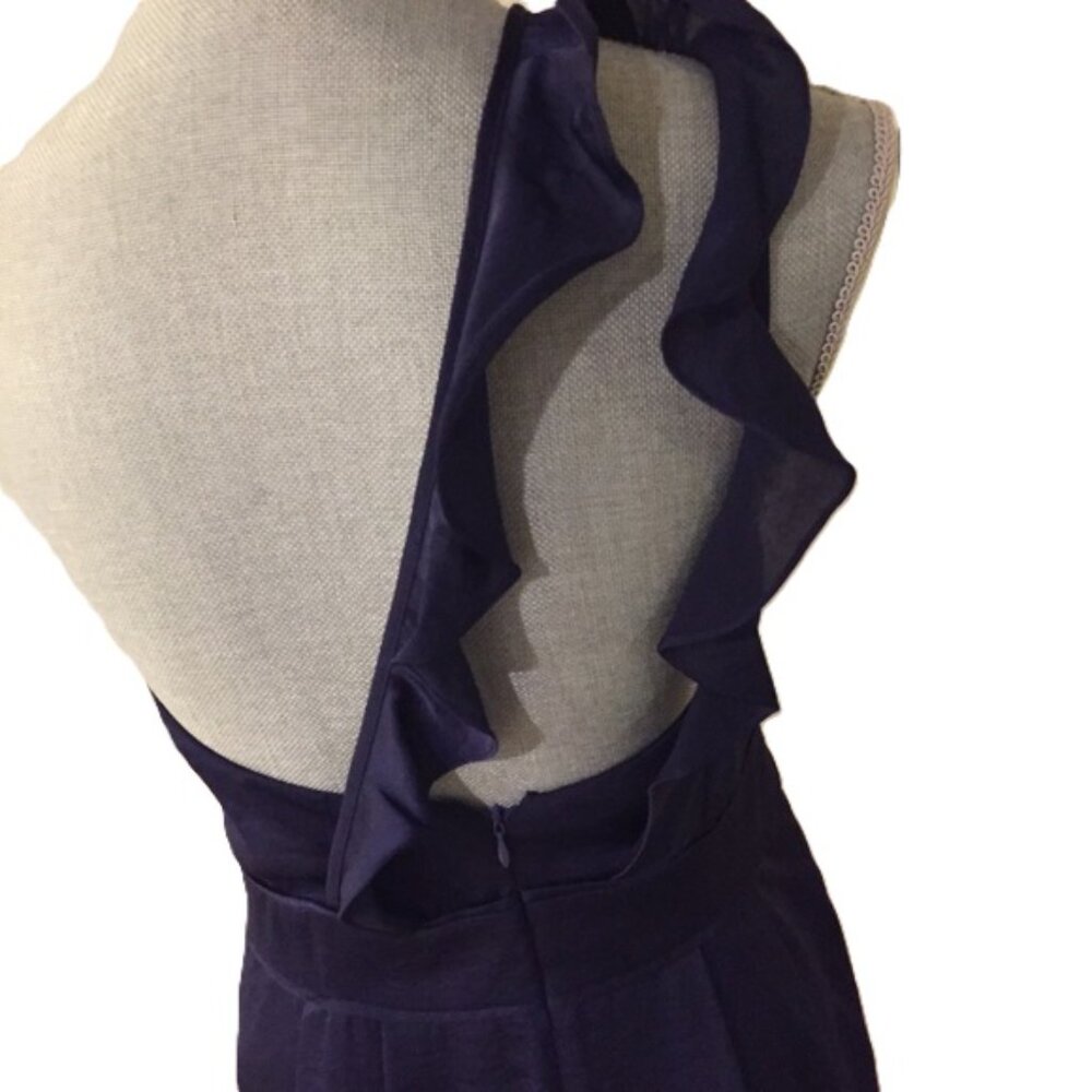 BCBGeneration Midnight Blue One Shoulder Dress w/Two Back Ruffle Straps 10 NWT - Picture 5 of 8